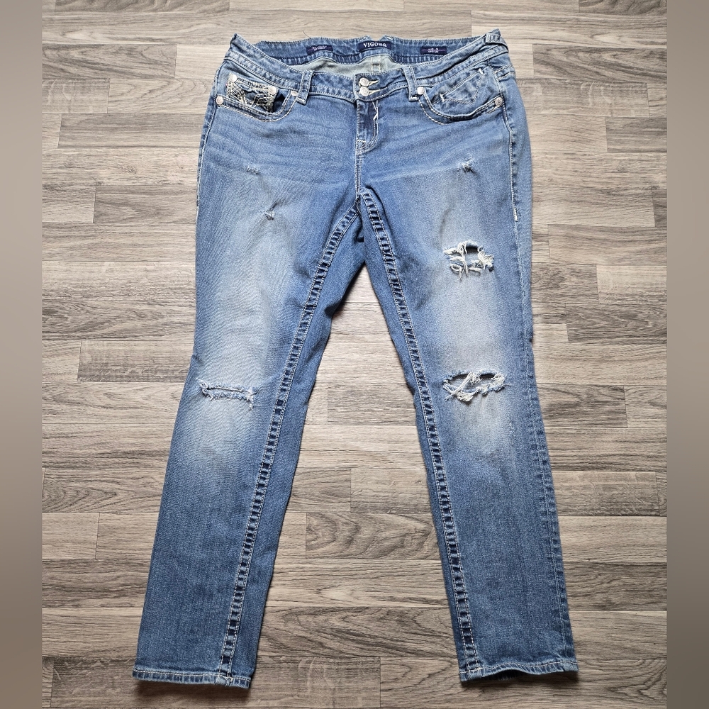 Vigoss “The Chelsea” Boyfriend Distressed Stitched Jeans